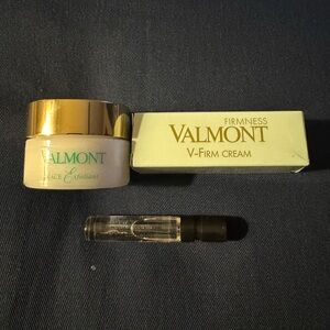 Valmont face exfoliant, v-firm cream, just bloom parfum